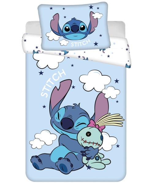 Pościel bawełniana komplet dwustronna 100x135 + 40x60 Lilo i Stitch Chmurka