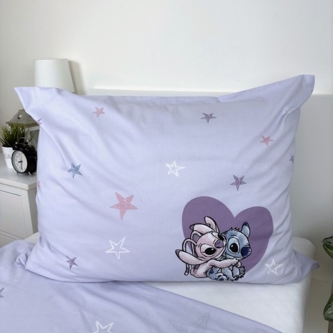 Pościel bawełniana komplet pościeli LILO I STITCH serce 140x200 cm