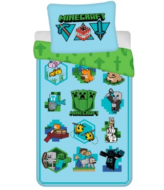 Pościel bawełniana komplet pościeli Minecraft "Lets play" 140x200 cm