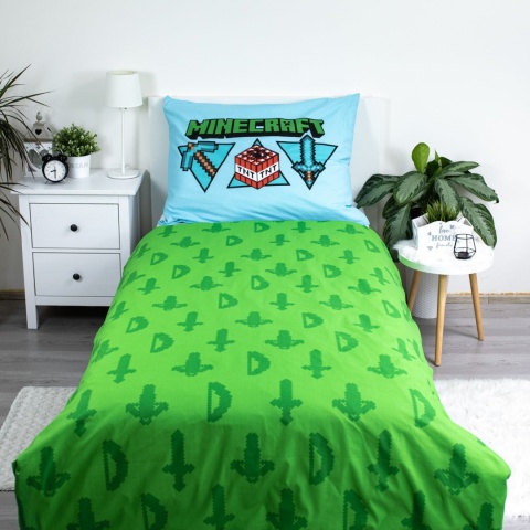 Pościel bawełniana komplet pościeli Minecraft "Lets play" 140x200 cm