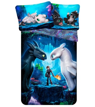 Pościel bawełniana komplet pościeli Jak wytresować smoka 140x200 cm