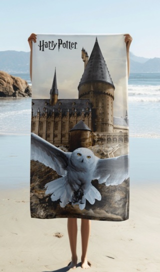 Ręcznik kąpielowy bawełniany plażowy Harry Potter Hogward Hedwiga 70x140