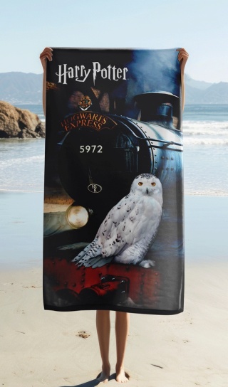 Ręcznik kąpielowy bawełniany Harry Potter Hogward ekspres sowa 70x140