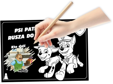 Wydrapywanka + rysik dwustronne kolorowe zdrapki z kolorowanką PSI PATROL