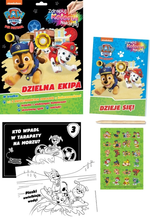 Wydrapywanka + rysik dwustronne kolorowe zdrapki z kolorowanką PSI PATROL