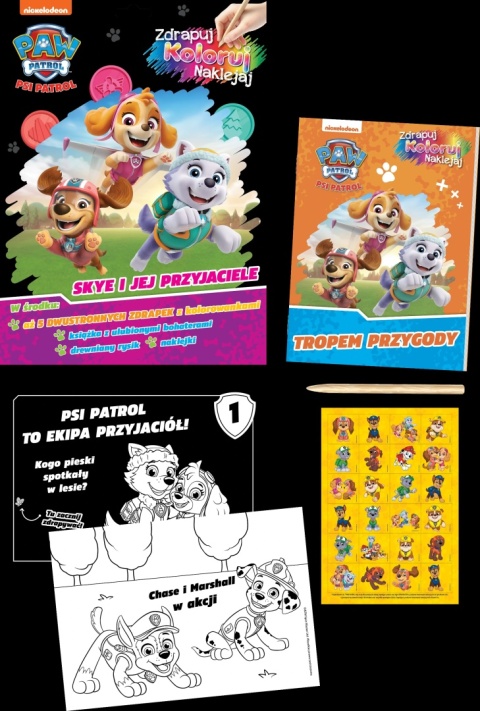Wydrapywanka + rysik dwustronne zdrapki z kolorowanką PSI PATROL SKYE