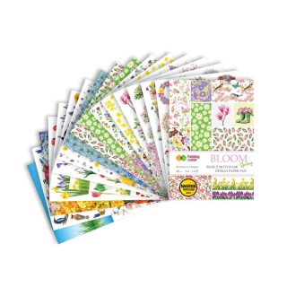 blok z motywami BLOOM SPRING wiosenne kwiaty ptaki A4 15ark. 80g 26 wzorów