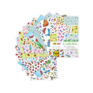 blok z motywami Garden kwiaty owady motyle biedronki A4 15ark. 80g 30 wzorów