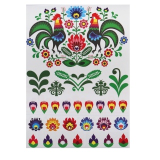 blok z motywami Polska flaga ludowe kwiaty stroje A4 15ark. 80g 30 wzorów
