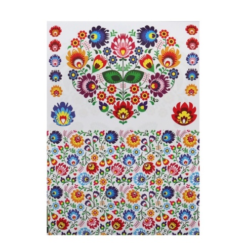 blok z motywami Polska flaga ludowe kwiaty stroje A4 15ark. 80g 30 wzorów