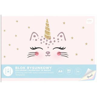 Blok rysunkowy kolorowy pastelowy A4 10 kartek 80g/m2 INTERDRUK