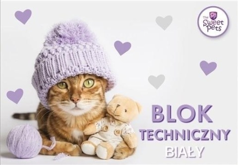 Blok techniczny kot pies A4 170g 10 kartek biały