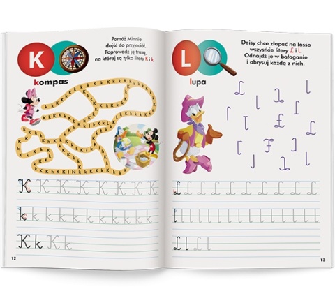 Disney Uczy Litery myszka Minnie ćwiczenia z naklejkami 5 lat