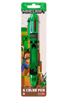 Długopis 6 kolorowy MINECRAFT dla gracza Creeper TNT wielokolorowy