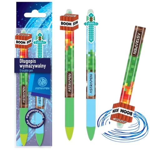 Długopis wymazywalny Astra OOPS! PIXEL miecz Boom 2 szt