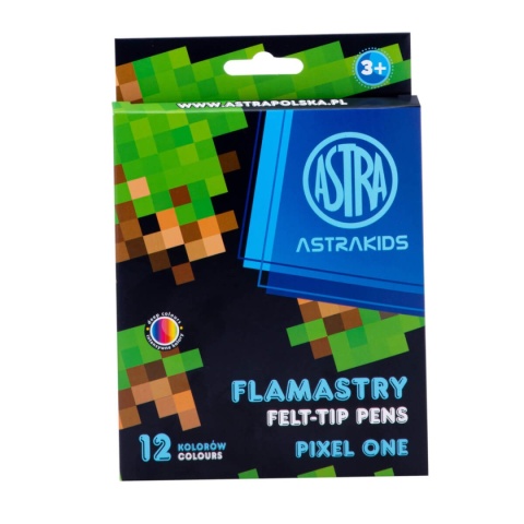 Flamastry mazaki pisaki 12 kolorów PIXEL ONE dla fanów minecraft