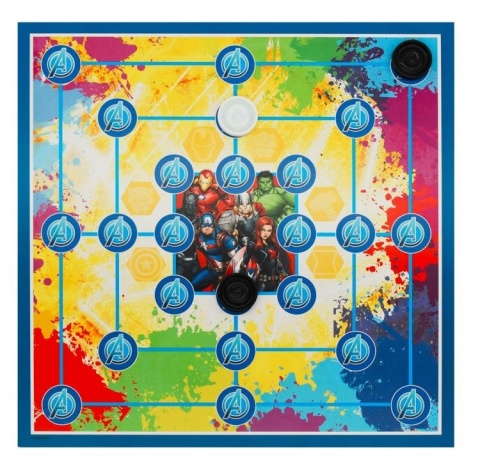 Gra planszowa 4 plansze chińczyk warcaby młynek drabiny Avengers