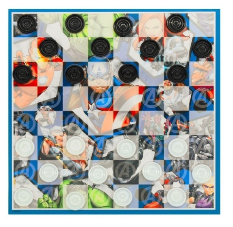 Gra planszowa 4 plansze chińczyk warcaby młynek drabiny Avengers