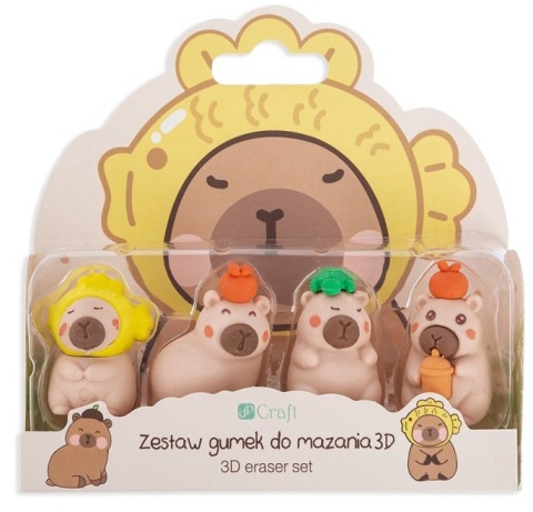 Zestaw gumka do mazania 3D kapibara 4 szt