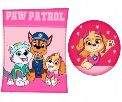 Kocyk koc polarowy pled narzuta PSI PATROL Skye 100x140+ poduszka kształtka