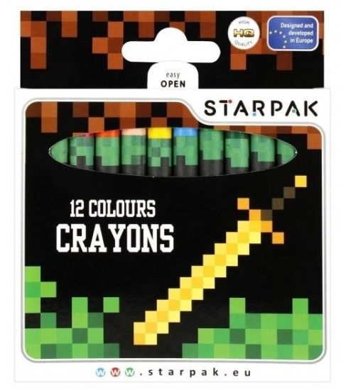 Kredki 12 kolorów woskowe świecowe pixel game dla gracza