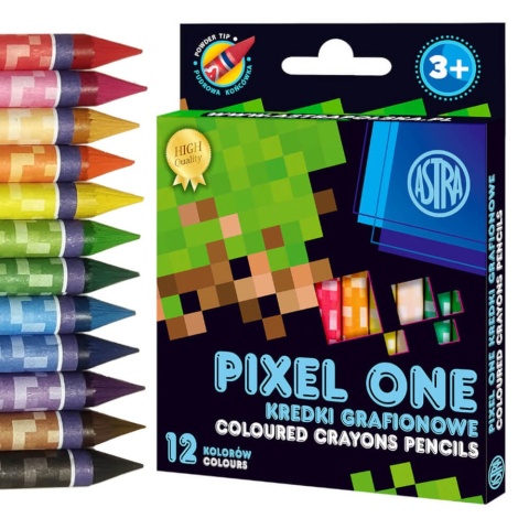 Kredki grafionowe 12 kolorów PIXEL ON ASTRA