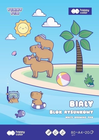 Kapibara Yummy Yum blok rysunkowy A4 20 kartek biały