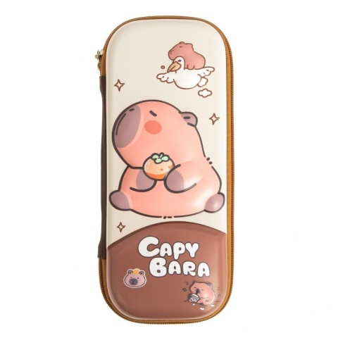 Piórnik szkolny sztywny 3d saszetka z przegródkami i klapką Kapibara