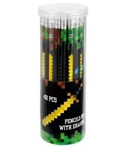 Ołówek HB z gumką okrągły PIXEL Game dla gracza miecz Starpak 2 szt