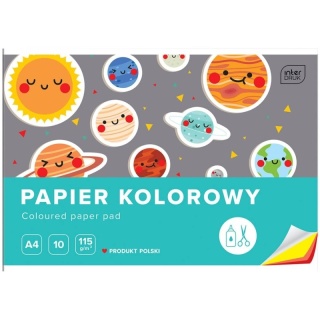 Papier kolorowy 10 kol Interdruk wycinanka 115g A4 mix