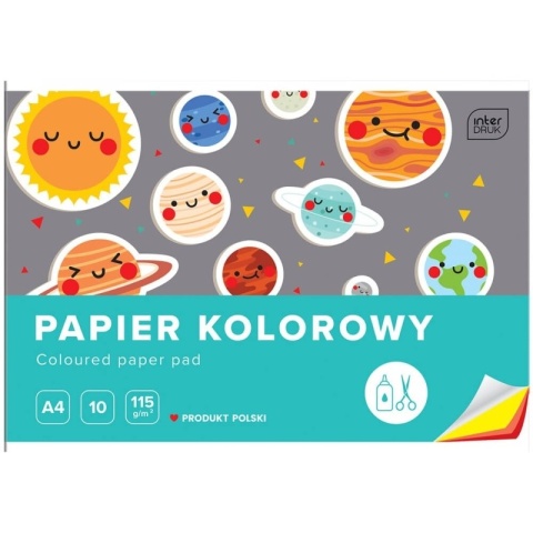 Papier kolorowy 10 kol Interdruk wycinanka 115g A4 mix