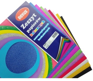Papier kolorowy brokatowy samoprzylepny 8 arkuszy A4 Rexus