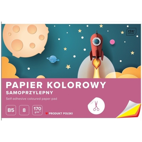 Papier kolorowy samoprzylepny 8 kolorów B5 Interdruk