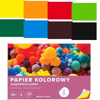Papier kolorowy samoprzylepny 8 kolorów B5 Interdruk