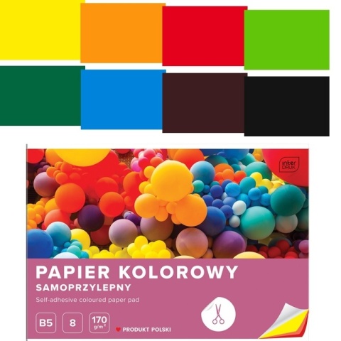 Papier kolorowy samoprzylepny 8 kolorów B5 Interdruk