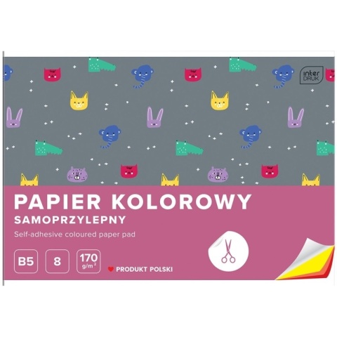 Papier kolorowy samoprzylepny 8 kolorów B5 Interdruk