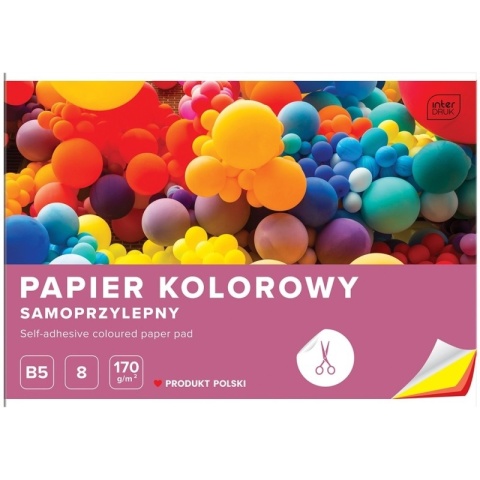 Papier kolorowy samoprzylepny 8 kolorów B5 Interdruk