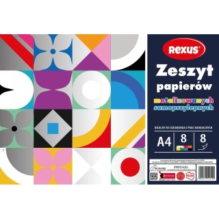 Papier kolorowy samoprzylepny metalizowanych 8 kolorów A4 REXUS