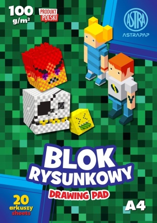 Pixel dla fana Minecraft blok rysunkowy A4 20 k