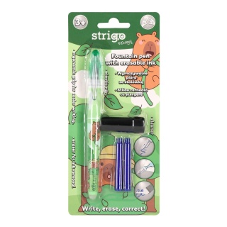 Pióro dla dzieci do nauki pisania, wymazywalne ze stalówką Kapibara zielone