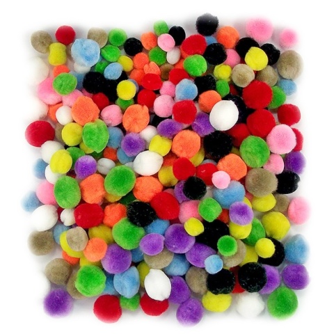 Pompony akrylowe mix kolorów 1,5 2 2,5 cm 300 szt.