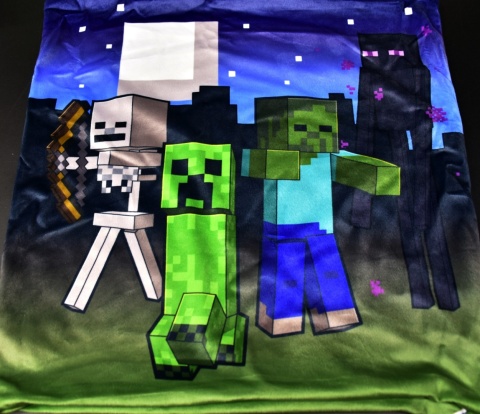 Poszewka na poduszkę jasiek Minecraft Creeper dekoracyjna welur 40x40 Velvet