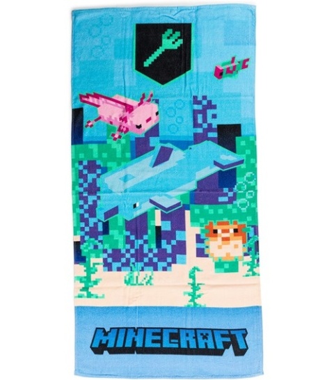 Ręcznik kąpielowy plażowy bawełna MINECRAFT podwodny świat 70x140