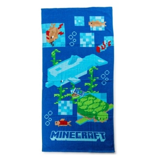 Ręcznik kąpielowy plażowy bawełniany MINECRAFT podwodny świat 70x140