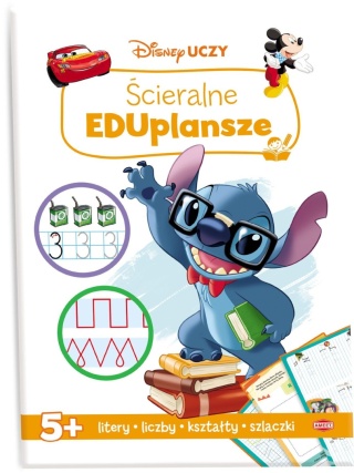 Ścieralne eduplansze litery cyfry Disney Uczy Auta Stitch Miki