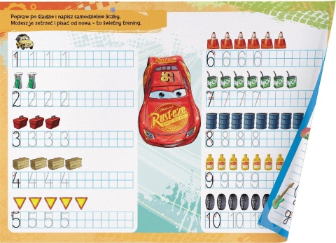 Ścieralne eduplansze litery cyfry Disney Uczy Auta Stitch Miki