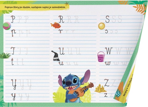 Ścieralne eduplansze litery cyfry Disney Uczy Auta Stitch Miki