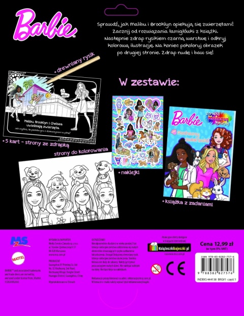 Wydrapywanka + rysik dwustronne zdrapki z kolorowanką BARBIE