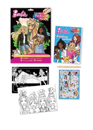 Wydrapywanka + rysik dwustronne zdrapki z kolorowanką BARBIE
