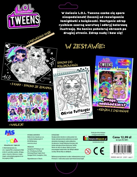 Wydrapywanka + rysik dwustronne zdrapki z kolorowanką LOL SURPRISE TWEENS